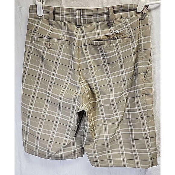 Nike Golf Shorts Mens 30 Tan Dri Fit Bermuda Plaid Performance Stretch - Picture 3 of 7